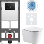 CERANO - Kompletní WC set Basic/Carlito - bílá lesklá - WC tlačítko Dualo/Černá - závěsné - předstěnová instalace - 48,5x36,5 CER-8050BD86023
