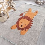 DumDekorace Koberec do dětského pokoje - šedý s lvem Šířka: 160 cm | Délka: 220 cm