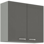 Horní skříňka 80 G-72 2F Barva korpusu: Šedá, Barva dvířek: Krémový lesk (Karmen)