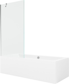 MEXEN/S - Cube obdélníková vana 170 x 80 cm s panelem + vanová zástěna 90 cm, transparent, chrom 550517080X9509000001