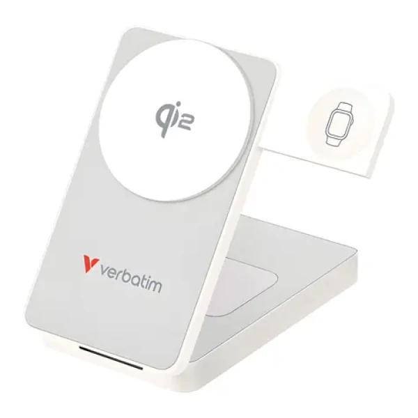 Verbatim Charge 'n' Go Qi2 bílá / Powerbanka / 10 000 mAh / USB-C PD 30W / Qi2 15W (32296)