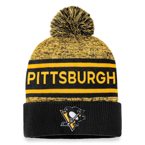 Fanatics Pánská zimní čepice Pittsburgh Penguins NHL Authentic Pro Rink Heathered Cuffed Pom Knit