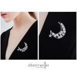 Vánoční brož Swarovski Elements Rosana - měsíc, Bílá/čirá