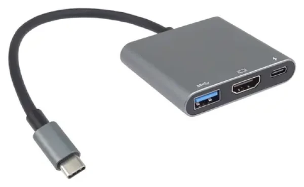 PremiumCord adaptér USB-C na HDMI, USB 3.0 a PD / Redukce / HDMI 4K 30Hz / USB 3.0 / PD 100W (ku31hdmi20)