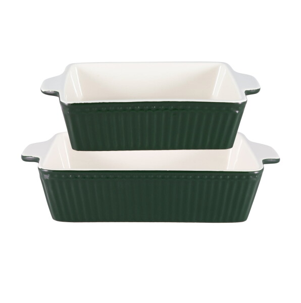 GREEN GATE Zapékací mísy Alice Pinewood Green – set 2 ks, zelená barva, porcelán