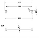 DURAVIT - Starck T Držák ručníku, délka 60 cm, kartáčovaný nerez 0099427000
