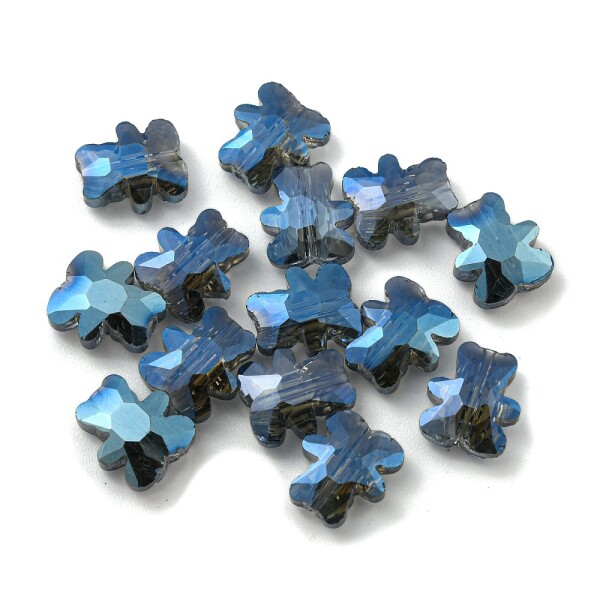 Skleněné korálky - broušený medvídek - různé varianty - 9,5x 8,5 x 3,5 mm - 1 ks Barva: Modrá