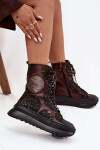Kožené kotníkové boty na platformě s podšívkou Maciejka 06565-02 hnědozlaté 36