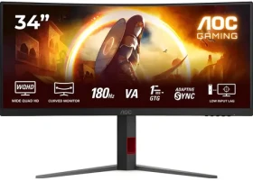 34" AOC CU34G4 černá / Monitor / Fast VA / 3440x1440 / 21:9 / 180Hz / 1ms / 300cd-m2 / HDMI + DP / VESA (CU34G4)