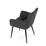 Židle jídelní, tmavě šedá látka, černý kov