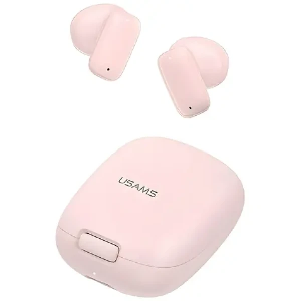USAMS ID25 růžová / Bezdrátová sluchátka do uší / Bluetooth 5.3 / 30 mAh + 230 mAh (BHUID04)