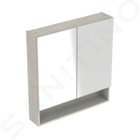 GEBERIT - Selnova Square Zrcadlová skříňka 850x588x175 mm, 2 dvířka, světlý ořech hickory 501.267.00.1