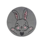 DumDekorace Dětský šedý kulatý koberec usměvavý zajko