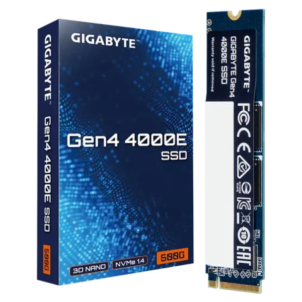 GIGABYTE Gen4 4000E SSD 500GB / M.2 2280 Gen 4 / R: 3600 MBps / W: 3000 MBps / MTBF: 1.5mh / 3y (G440E500G)