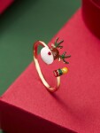 Vánoční prsten Rudolf - vánočí sob, nastavitelná Zlatá