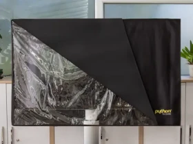 Python obal na TV 28" - 32" černá, průhledná / Ochranný obal / voděodolný IP42 / 78 × 48 cm (TV-C0128)