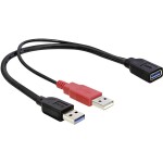 Delock USB 2.0 prodlužovací kabel plochý zahnutý [1x USB 2.0 zástrčka A - 1x USB 2.0 zásuvka A] 1.00 m černá oboustranně zapoji