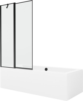 MEXEN/S - Cube obdélníková vana 180 x 80 cm s panelem+ vanová zástěna 100 cm, černá vzor 550518080X9410117070