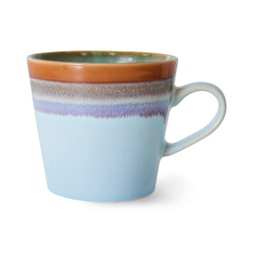 HK living Kameninový hrnek na cappuccino 70's Ash 300 ml, modrá barva, keramika