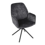 Židle jídelní a konferenční, černá látka v dekoru žíhaného sametu, kovové černé nohy