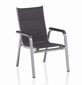 KETTLER BASIC PLUS PADDED stohovatelné, hliníkové křeslo - stříbrná / antracit