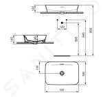 IDEAL STANDARD - Ipalyss Umyvadlo na desku, 550x380 mm, s přepadem, lesklá černá E2078V2