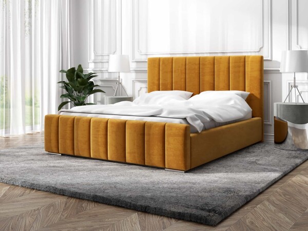 FRONTI Postel MODEL 12 140x200 hořčicová - MAGIC VELVET 2288