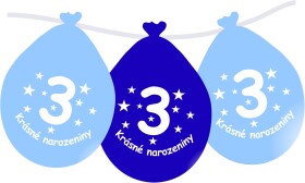 Balónek modrý KRÁSNÉ NAROZENINY číslo 3 visící- 5 ks balonky.cz Balónek modrý KRÁSNÉ NAROZENINY číslo 3 visící- 5 ks balonky.cz