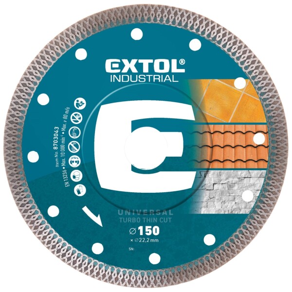 EXTOL INDUSTRIAL 8703043 Kotouč diamantový, turbo Thin Cut, 150x1,8mm, 22,2mm