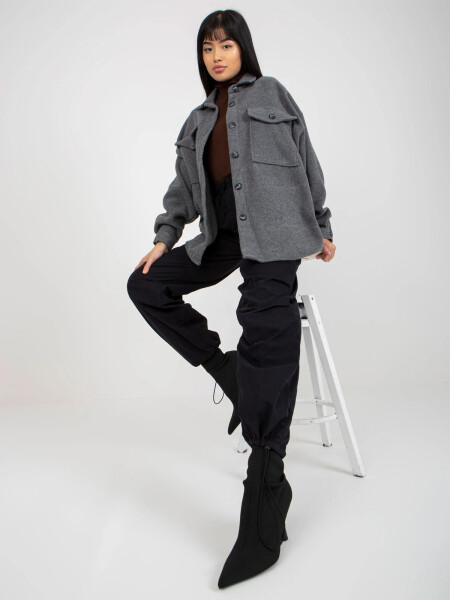 Dámská kabátová košile DN KS 4005.99P Tmavě šedá - FPrice tmavě šedá S