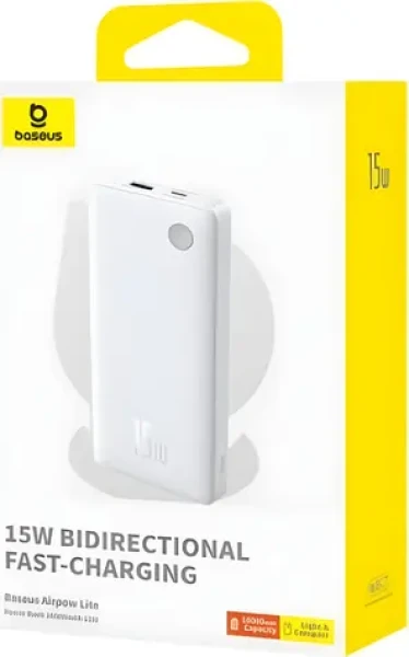 Baseus Airpow Lite bílá / Powerbanka / 10000 mAh / 15W (P10067500213-00)