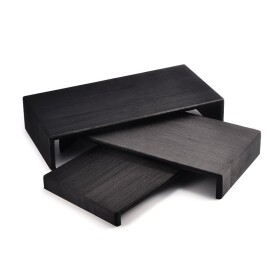 Set saténových podstavců na šperky - černý - 35~39 x 19,7 x 3~8 cm - 3 ks - výprodej