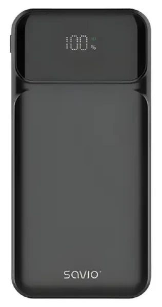 Savio BA-08 černá / Powerbanka / 10 000 mAh / 20W / USB-C PD + USB-A QC (SAVBA-08)