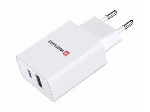 Swissten síťový adaptér power delivery 30w 1x usb-c + 1x usb bílý