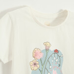 Tričko s krátkým rukávem s květinou -bílé - 92 WHITE