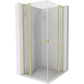 MEXEN/S - Mist L Duo sprchový kout dveře křídlové 95 x 95, transparent, zlato kartáčovaná 8A4L-095-095-55-00