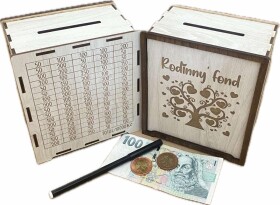 Mdeco Dřevěná pokladnička škrtací + fixa - Rodinný fond