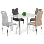 Jídelní židle, potah hnědá látka COWBOY v dekoru vintage kůže, bílé prošití, kov