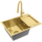 REA - Ocelový dřez Paul BRUSH GOLD s kuchyňskou baterií KPL-96010