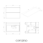 CERANO - Koupelnová skříňka Velora - dub medový, úchytka zlatá + deska z lit. mramoru Elanys - 12 mm - bílá matná - 70x54,2x46,5 CER-679464