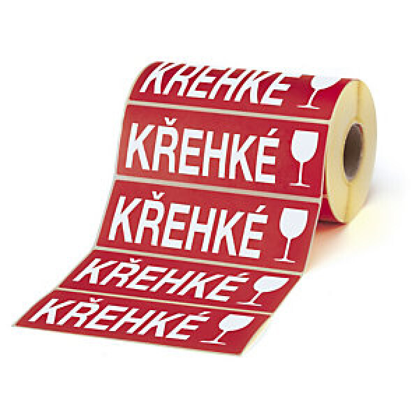 Výstražné etikety, 165x55mm, KŘEHKÉ