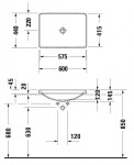 DURAVIT - D-Neo Umyvadlo zápustné 60x44 cm, bez otvoru pro baterii, bílá 0358600079