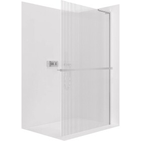 CERANO Sprchová zástěna Walk-in Onyx L-pravá vzpěra - 8 mm + polička/držák na ručníky - chrom, rýhované sklo - 90x200 cm
