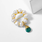 Perlová brož ve tvaru věnce Yvonne - sladkovodní perly, Zlatá Bílá