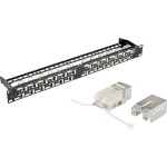 Intellinet 24-Port Cat6a Patchpanel geschirmt 1HE Kabeleinführung 90° abgewinkelt schwarz 24 portů patch panel 483 mm (1