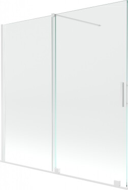 MEXEN/S - Velar Dvoukřídlá posuvná vanová zástěna 160 x 150 cm, transparent, bílá 896-160-000-01-20