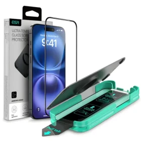 ESR Armorite černá / Ochranné sklo / Apple iPhone 16 / s instalačním rámečkem a aplikátorem (1D74100201)