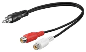 PremiumCord Kabel 1x CINCH-2x CINCH / Propojovací audio kabel / M/2×F / 20 cm (kjackcy1-02)