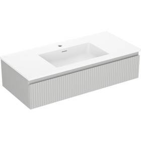 MEXEN/S - Rivel koupelnová skříňka 100 cm s umyvadlem Otis, 1 šuplík, reliéf , šedá mat/bílá mat 91A20-10023-1-BF62-W18M01