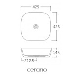 CERANO - Umyvadlo keramické Sano - na desku - bílá lesklá - 42,5x42,5 CER-433070